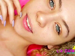 Super Hot Blonde Teen Girl Teases on Sofa