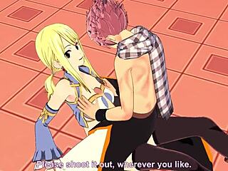 Lucy Natsu Fairy Tail Hentai Blowjob and Cumshot Action