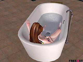 Watch this animated 3d hentai teen girl exclaim while rubbing her pussy in the bathtub!
