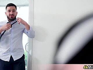 sexy milf wife slips into new white fishnets, ready for hubby to test the lingerie.