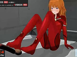 Uncensored hentai asuka gives footjob and jerk instructions