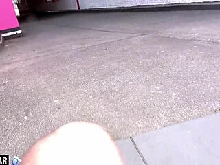 hamburg reeperbahn andy-star meets blonde outside bar.