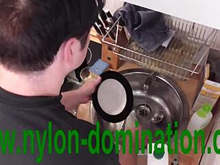 Nylon Domina Trains Housewife Slave In BDSM Humiliation With Spitting