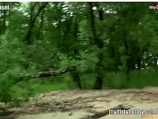 Skinny blond amateur craves sucking cocks outdoors, but will she get a facial?