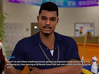 College babe in 3d cartoon without panties under the desk