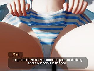 Miku gets wet and teases by the pool in part 1