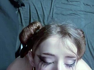 Pov your goth girlfriend kneels for huge cock sucking and massive facial cum