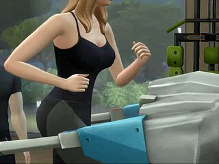 blonde with big tits and huge ass seduces her trainer in this story