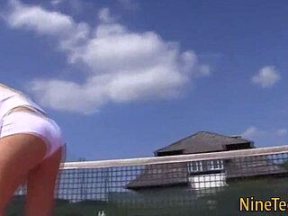 Emotional Solo Blonde Teen Feels Wild Rubbing Outdoors