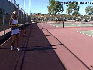 Muscular Hunk Cums on Blonde's Pierced Nipples