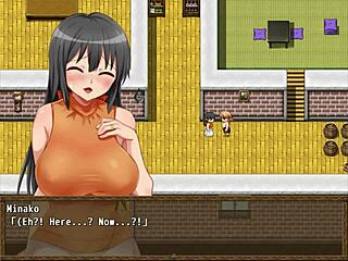 Minako cheats in English hentai game 5.