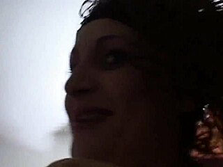 horny milf sucking two cocks and getting wet with cum