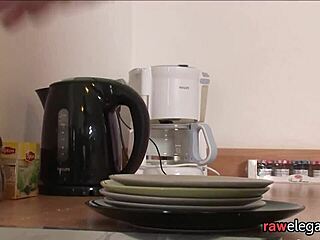 Assfucked maid babe gets bent over for doggystyle creampie in interracial anal scene