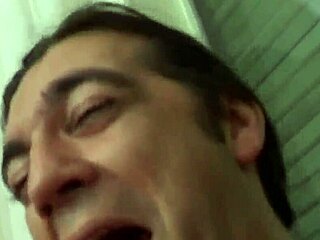 horny milf sucking two cocks and getting wet with cum