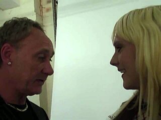 The workers take a break to drill the tight pussy of the slut in stockings during a threesome.