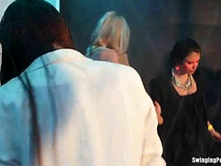 wet lesbians fingering at the night club party 😏