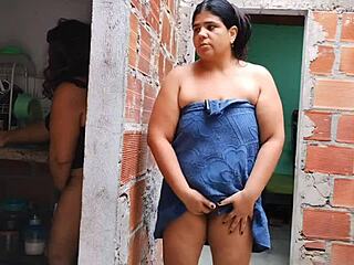 Stepmom’s big ass distracts me while she chats with lover. I stroke watching her curves.