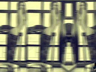 petite blonde teen stretches her flexible body at gym