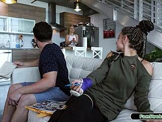 Petite stepsis couldn’t resist stepbro’s massive cock.