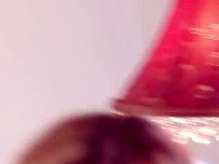 Busty Brett craves solo play in red heels