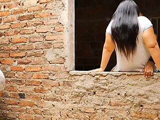 Perverted stepfather bends over his stepdaughter for deep ass fucking while his wife handles the laundry chores