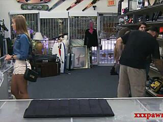 Amateur blonde babe sells her wedding dress and gets rimmed on hidden cam