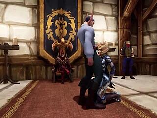 Cute 3D Cartoon Blows Big Tits in Warcraft Throne Room!
