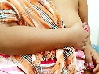 myanmar aunt casually flashing her big tits