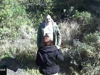 Teen Girl Rides Cock Outdoors