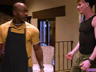 black old hunk dominates young redhead twink with assfucking and blowjob