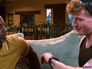 black old hunk dominates young redhead twink with assfucking and blowjob