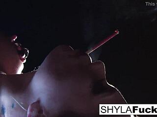 Shyla's Smoking Fetish: Blonde With Big Tits In Solo Play.