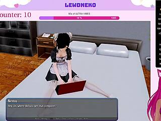 Vtuber Lewdneko i en hardcore scene fra Harem Hotel visuell roman