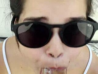 It was scorching hot at home, so Debora decided to give a deepthroat blowjob and get fucked doggy style outdoors in part 2 of the red series.