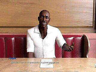 Blonde milf follows posing instructions in nude anime game