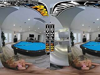 Watch Caitlin Bell dominate billiards with her big tits and latin milf charm!