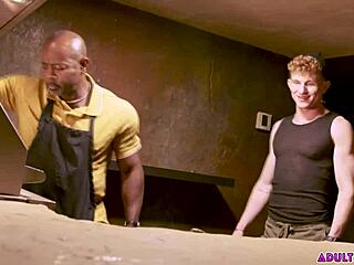 black old hunk dominates young redhead twink with assfucking and blowjob