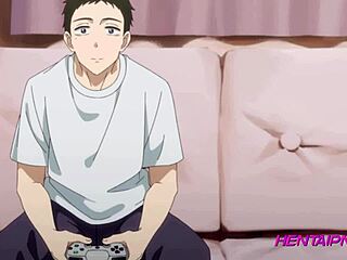 La joven y hermosa hermanastra seduce a su hermanastro gamer en este video porno anime