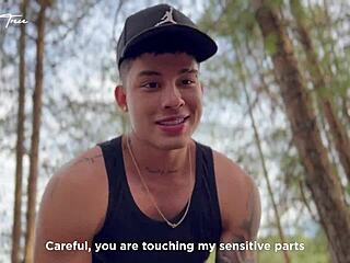 pretty latina whore rides hard in forest