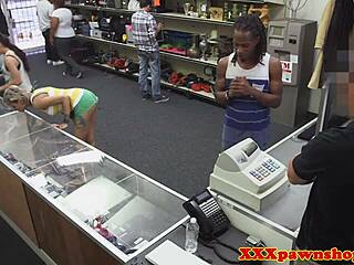 Watch the ebony babe say, I'm stripteasing for the pawnbroker.