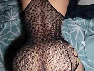 I hired this petite brunette with a sexy ass in lingerie