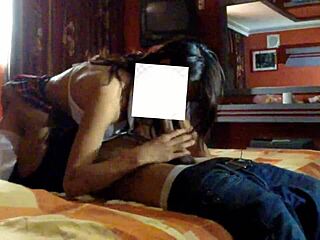 What a hot schoolgirl getting fucked in that skirt at the hotel!