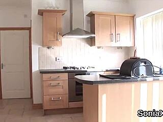 adulterous english mature lady sonia displays her massive knockers in lingerie