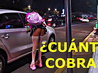 Public whore flashes in miniskirt outdoors!