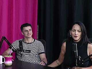 Bi guy models sheer red lingerie