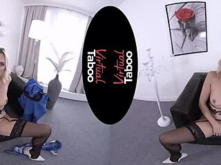 Blonde Colleague's Shaved Pussy Teased in Virtual Office Taboo