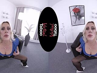 Blonde Colleague's Shaved Pussy Teased in Virtual Office Taboo