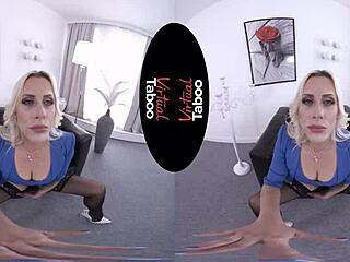 Blonde Colleague's Shaved Pussy Teased in Virtual Office Taboo