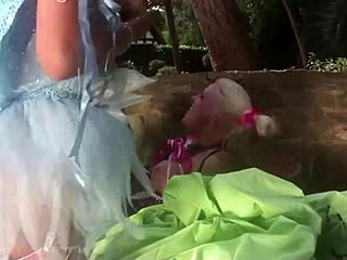 Three blonde fairies while dirty talk bang a guy with a big dick