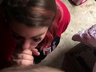 bbw with huge natural tits giving a blowjob in the garage 😘